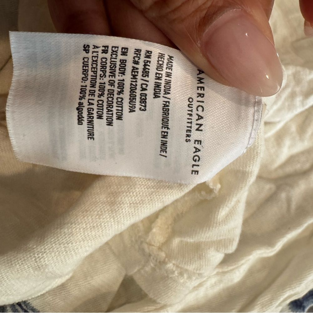 American Eagle Outfitters Cream Smocked Blouse in size XS - Picture 6 of 6